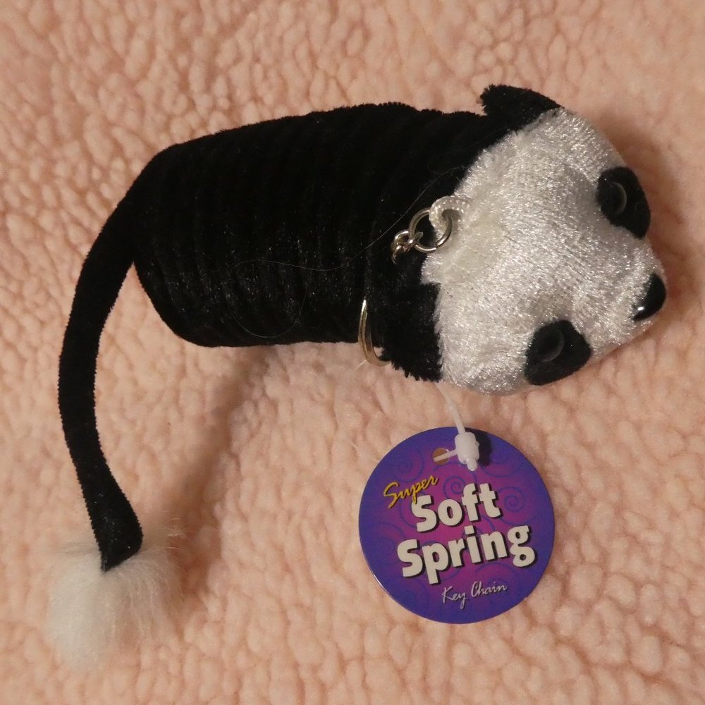 SUPER SOFT SPRING Key Chain | Panda with fluffy tail | BNWT